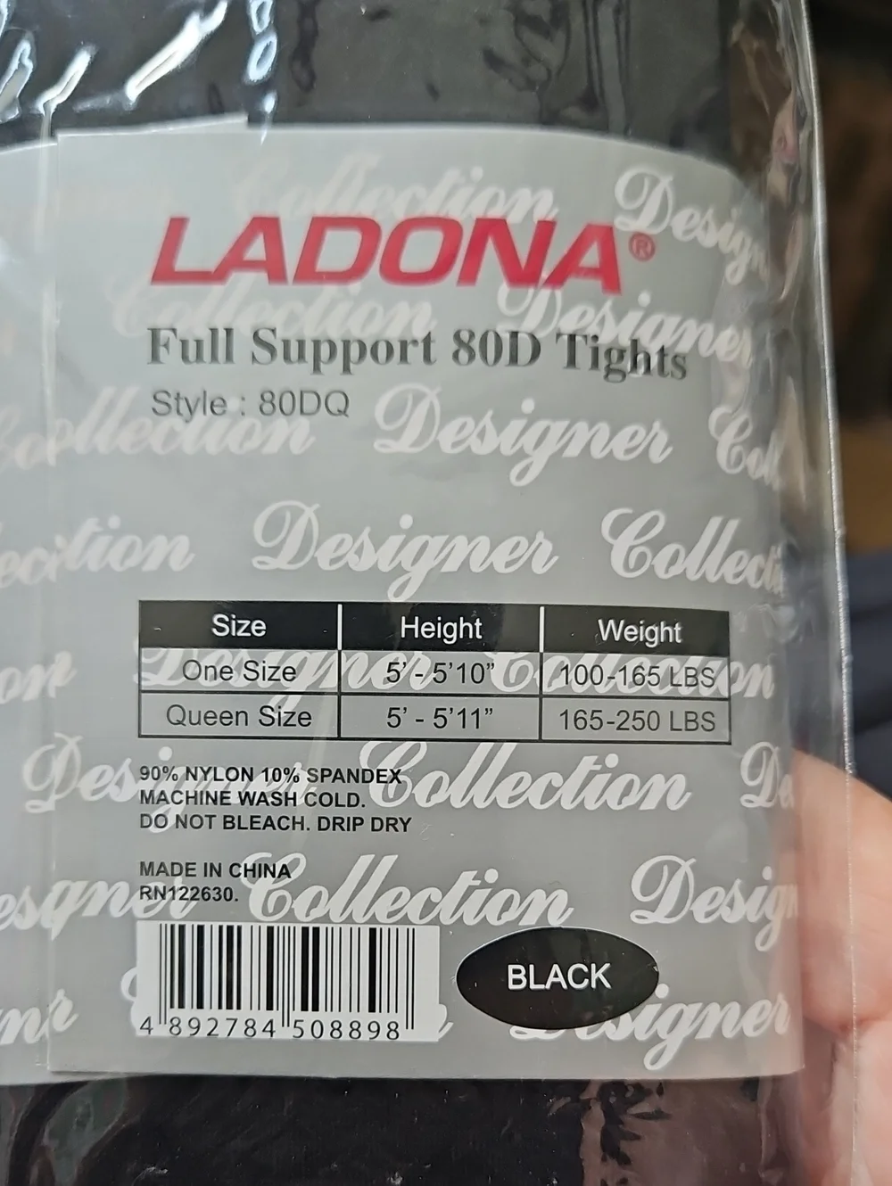 Ladona Footless Microfiber Tights in Black - Queen Size